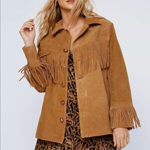 Nasty Gal Real Suede Fringe Jacket
